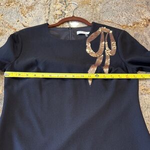 Trina Turk Black Dress with Gold Sequin Shoulder Accent. Beautiful on.